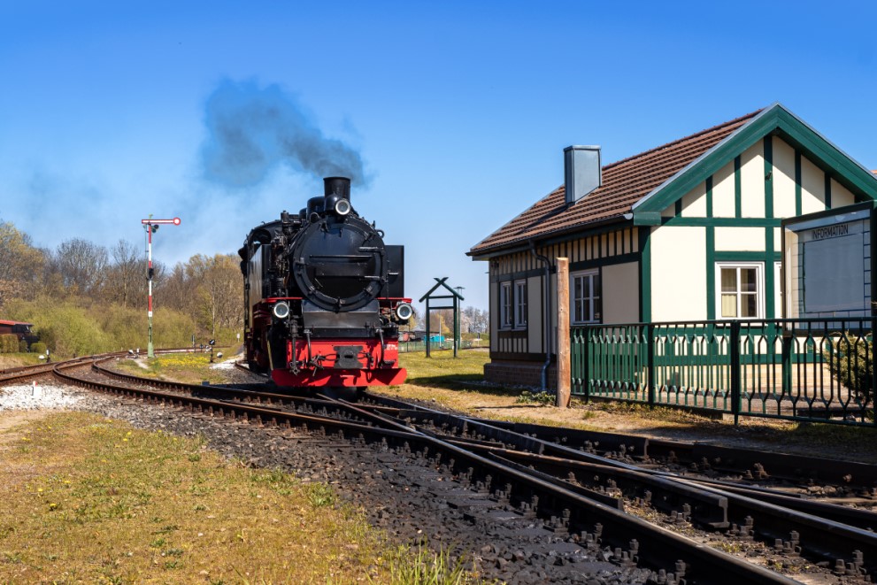 Bahnhof mit Dampflok