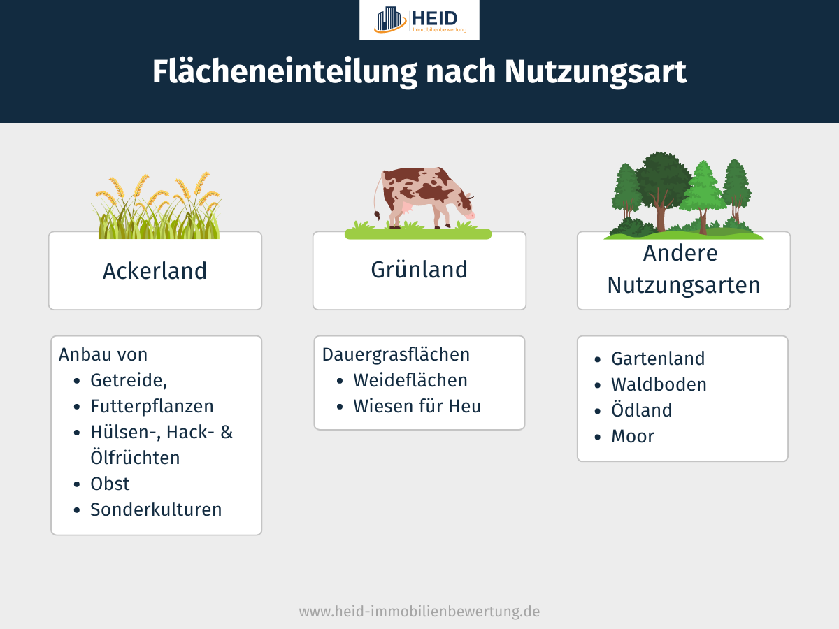 Grafik zu Ackerland, Grünland und anderen Nutzungsarten