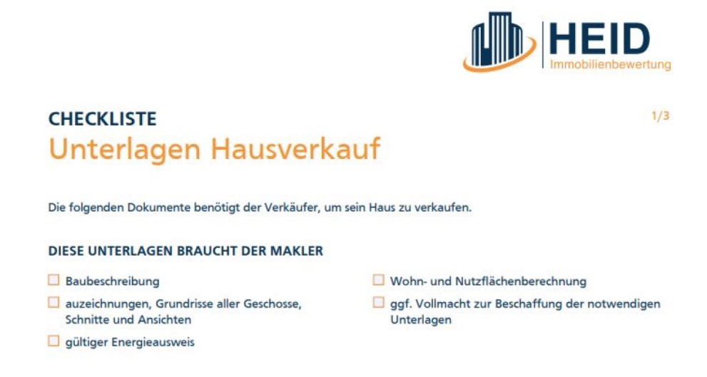 Checkliste: Diese Unterlagen benötigen Sie beim Hausverkauf.