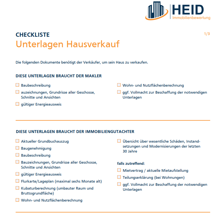 Checkliste: Diese Unterlagen benötigen Sie beim Immobilienverkauf