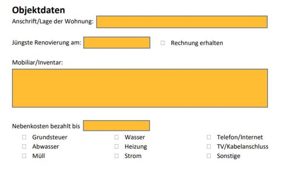 Vorlage für ein Übergabeprotokoll für eine Eigentumswohnung (Verkauf).